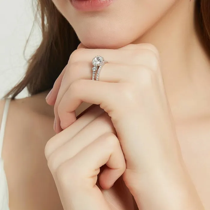BERRICLE 3Stone 12ct Oval CZ Ring Set in Sterling Silver Rings