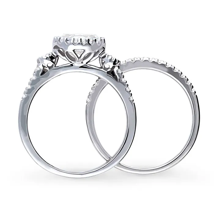 BERRICLE 3Stone 12ct Oval CZ Ring Set in Sterling Silver Rings