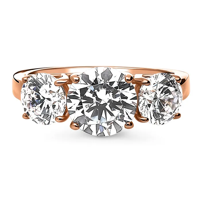 BERRICLE 3Stone 2ct CZ Ring in Rose Gold Plated Sterling Silver Rings