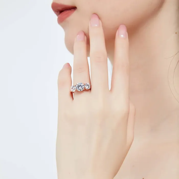 BERRICLE 3Stone 2ct CZ Ring in Rose Gold Plated Sterling Silver Rings