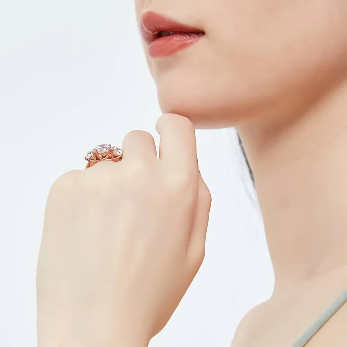 BERRICLE 3Stone 2ct CZ Ring in Rose Gold Plated Sterling Silver Rings