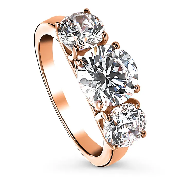 BERRICLE 3Stone 2ct CZ Ring in Rose Gold Plated Sterling Silver Rings
