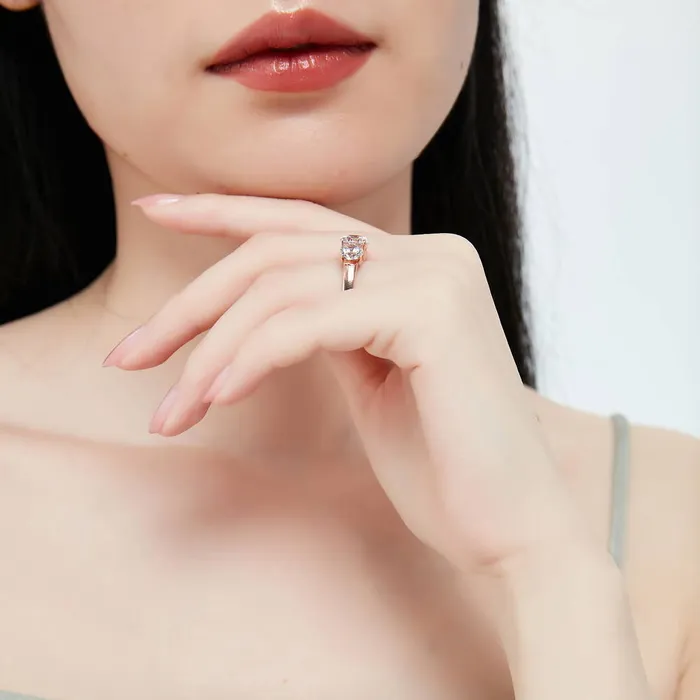 BERRICLE 3Stone 2ct CZ Ring in Rose Gold Plated Sterling Silver Rings