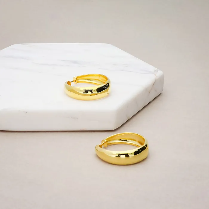 BERRICLE Earrings Dome Medium Hoop Earrings in Sterling Silver 1