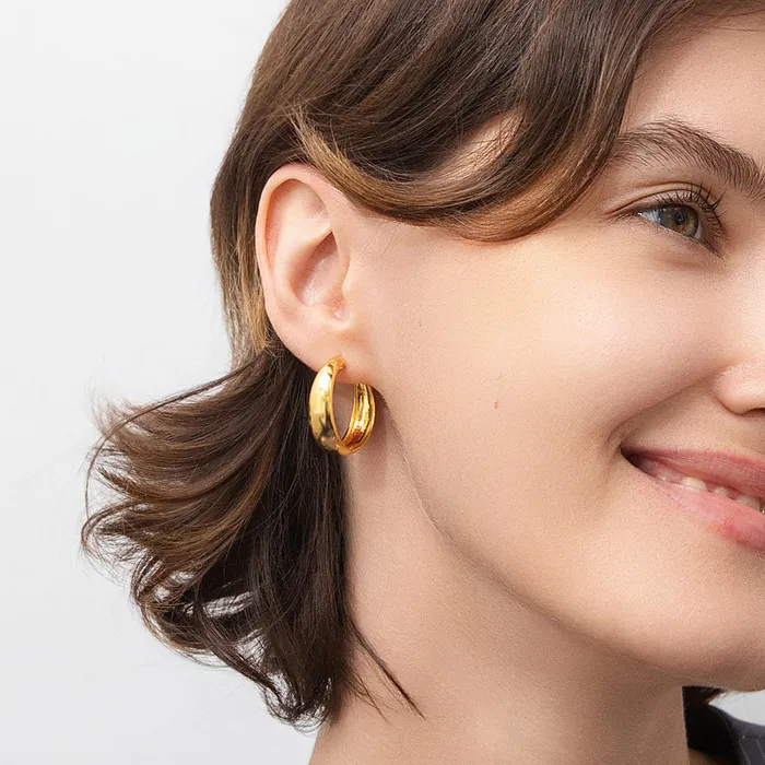 BERRICLE Earrings Dome Medium Hoop Earrings in Sterling Silver 1