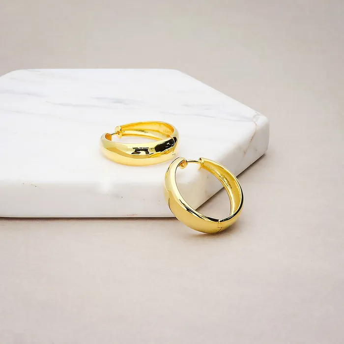BERRICLE Earrings Dome Medium Hoop Earrings in Sterling Silver 1