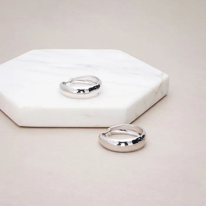 BERRICLE Earrings Dome Medium Hoop Earrings in Sterling Silver 1