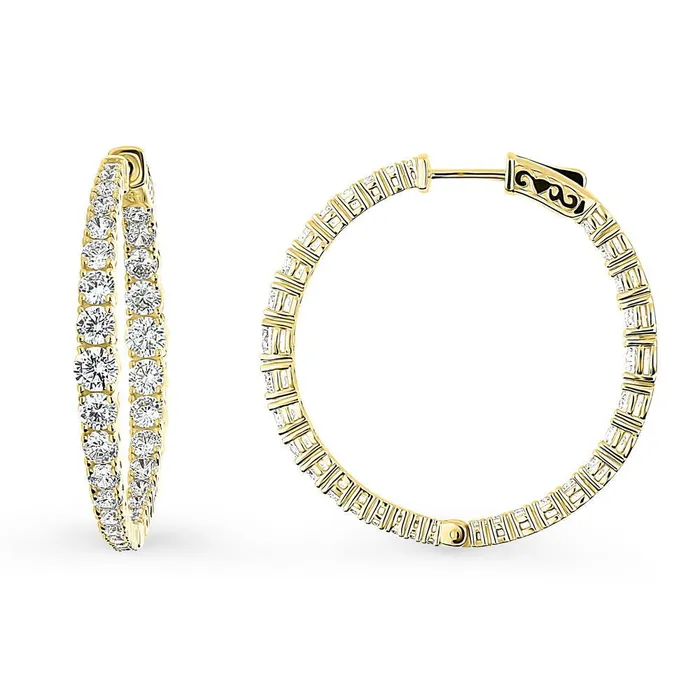 BERRICLE Earrings Graduated CZ InsideOut Hoop Earrings in Sterling Silver 15 BERRICLE Earrings Graduated CZ InsideOut Hoop Earrings in Sterling Silver 15