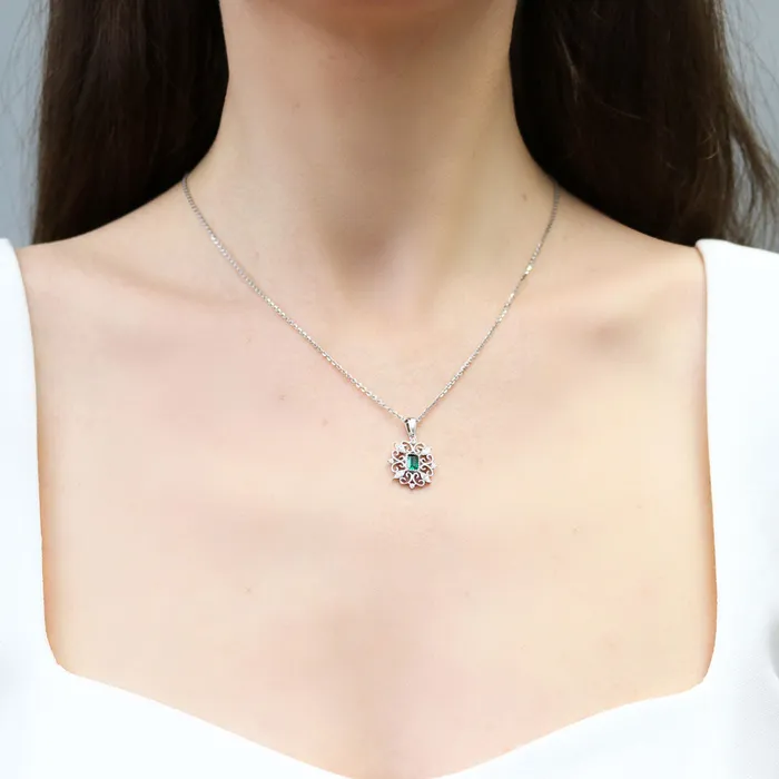 BERRICLE Necklaces Art Deco Filigree CZ Necklace in Sterling Silver
