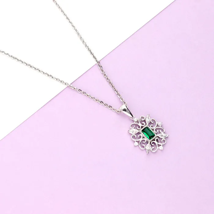 BERRICLE Necklaces Art Deco Filigree CZ Necklace in Sterling Silver
