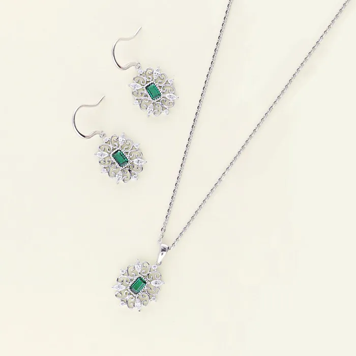 BERRICLE Necklaces Art Deco Filigree CZ Necklace in Sterling Silver