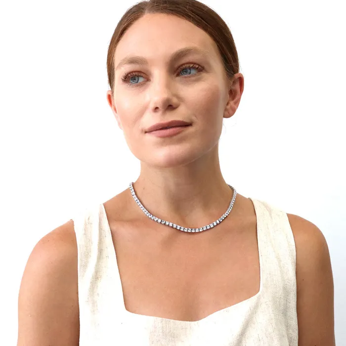 BERRICLE Necklaces CZ Tennis Necklace in Sterling Silver 17
