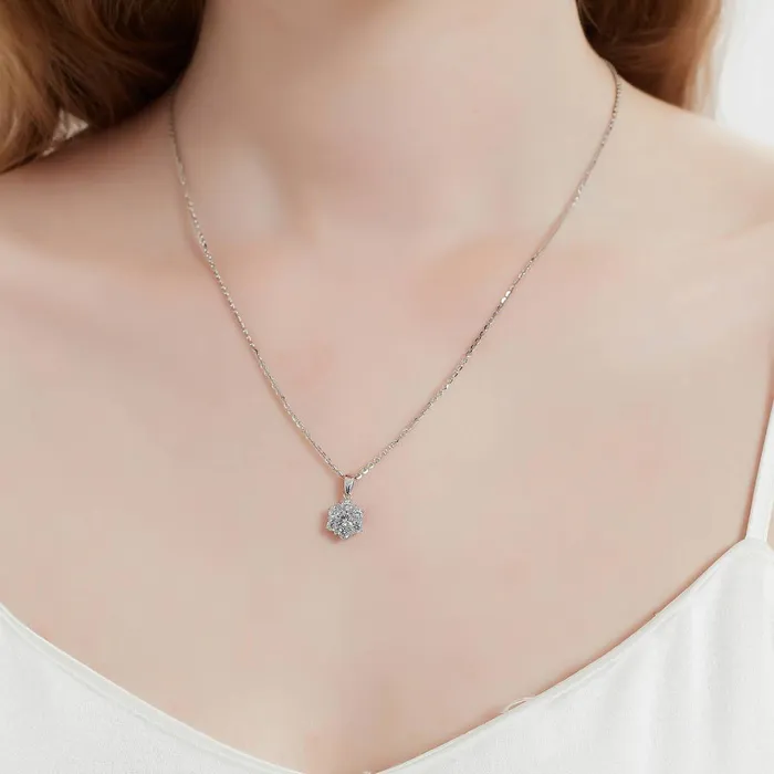 BERRICLE Necklaces Flower CZ Pendant Necklace in Sterling Silver