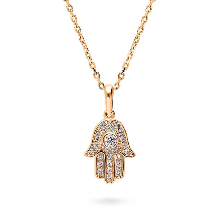 BERRICLE Necklaces Hamsa Hand CZ Necklace in Sterling Silver