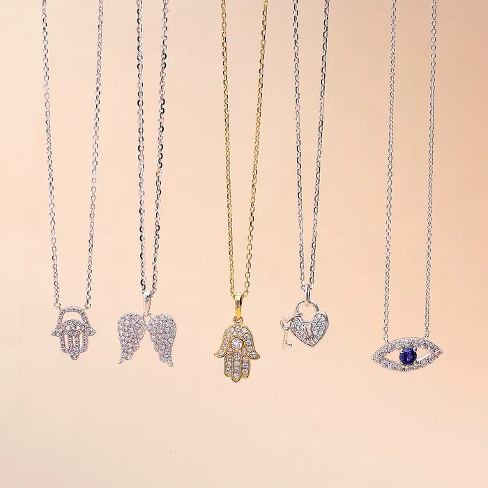 BERRICLE Necklaces Hamsa Hand CZ Necklace in Sterling Silver