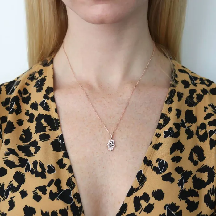BERRICLE Necklaces Hamsa Hand CZ Necklace in Sterling Silver
