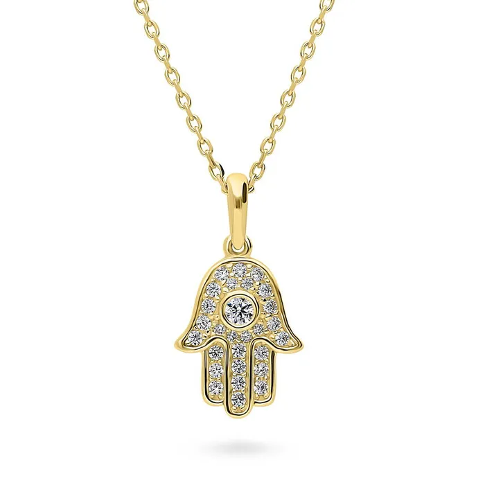 BERRICLE Necklaces Hamsa Hand CZ Necklace in Sterling Silver