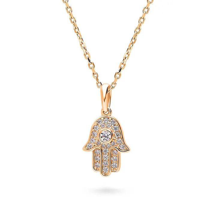 BERRICLE Necklaces Hamsa Hand CZ Necklace in Sterling Silver