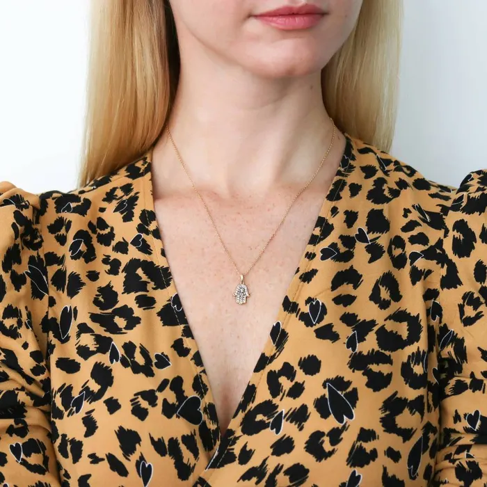 BERRICLE Necklaces Hamsa Hand CZ Necklace in Sterling Silver