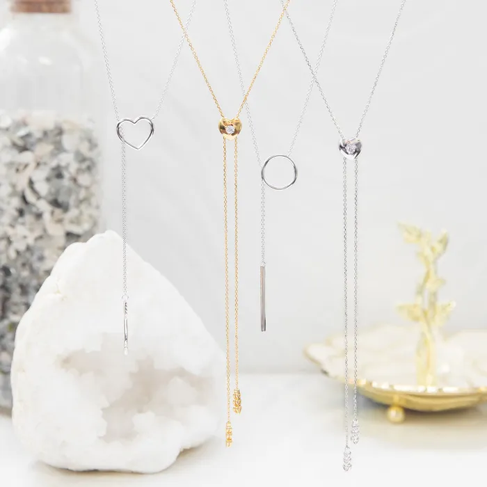 BERRICLE Necklaces Open Circle Bar Lariat Necklace in Sterling Silver