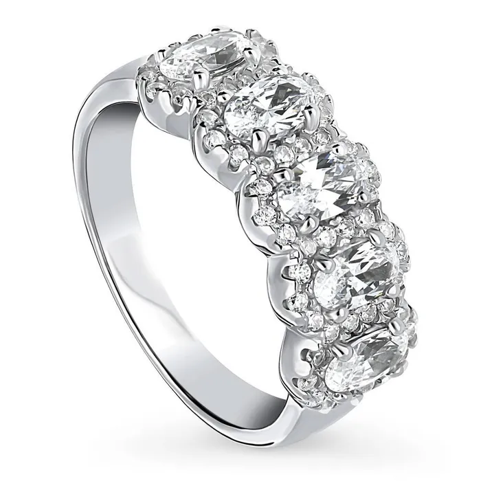 BERRICLE Rings 5Stone CZ Band in Sterling Silver