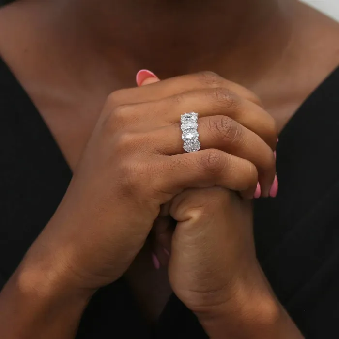 BERRICLE Rings 5Stone CZ Band in Sterling Silver