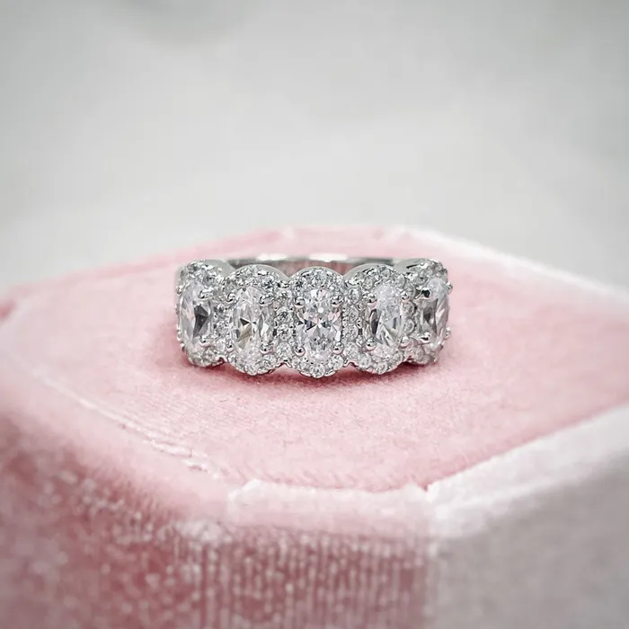 BERRICLE Rings 5Stone CZ Band in Sterling Silver