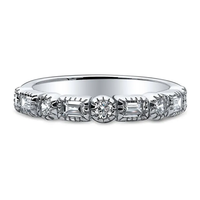 BERRICLE Rings Art Deco Bezel CZ Eternity Ring in Sterling Silver