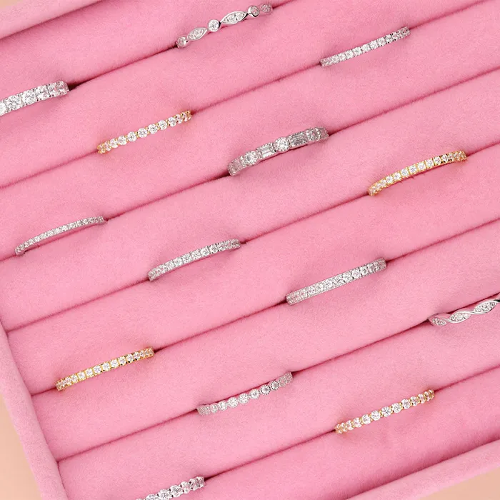BERRICLE Rings Art Deco Bezel CZ Eternity Ring in Sterling Silver