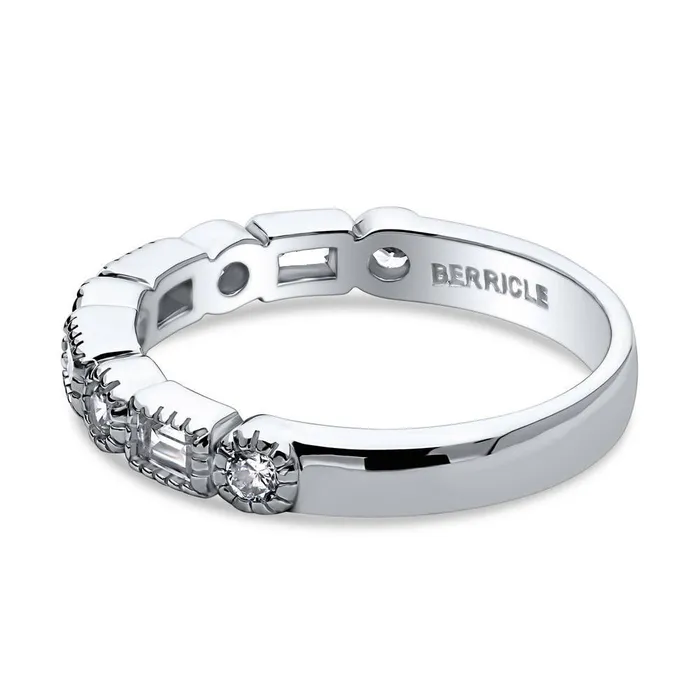 BERRICLE Rings Art Deco Bezel CZ Eternity Ring in Sterling Silver