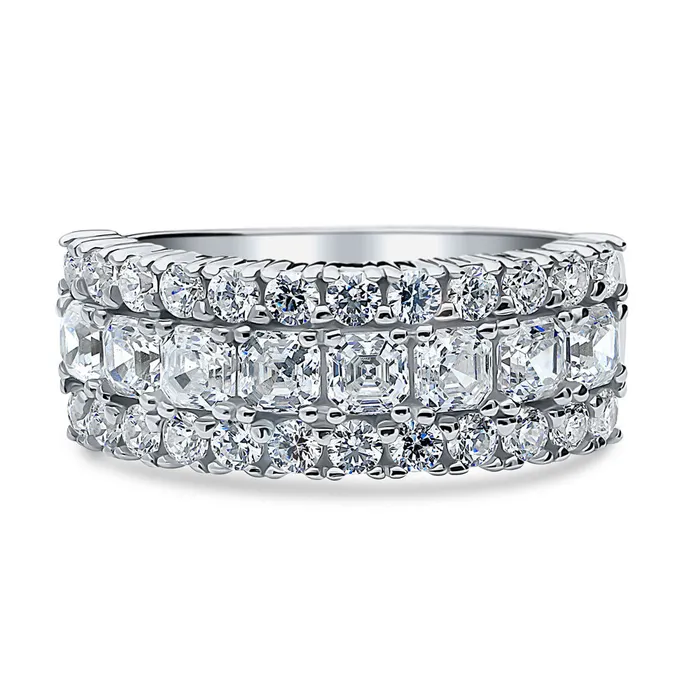 BERRICLE Rings Art Deco CZ Eternity Ring in Sterling Silver