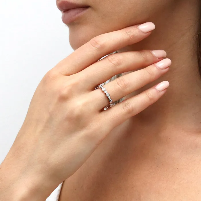 BERRICLE Rings Bubble Bezel CZ Eternity Ring Set in Sterling Silver