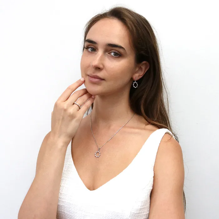BERRICLE Rings Bubble Bezel CZ Eternity Ring Set in Sterling Silver