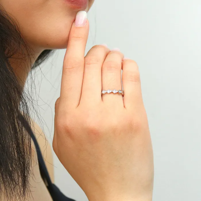 BERRICLE Rings Bubble Bezel CZ Eternity Ring Set in Sterling Silver