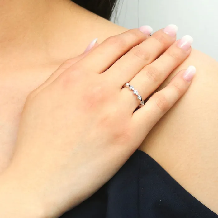 BERRICLE Rings Bubble Bezel CZ Eternity Ring Set in Sterling Silver