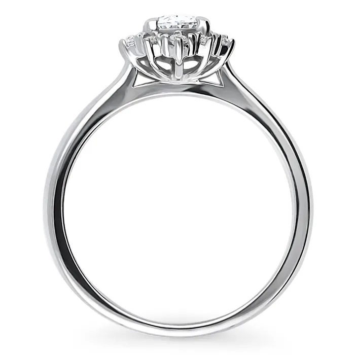 BERRICLE Rings Halo Art Deco Oval CZ Ring in Sterling Silver