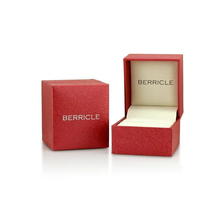 BERRICLE Rings Halo Wishbone CZ Split Shank Ring Set in Sterling Silver