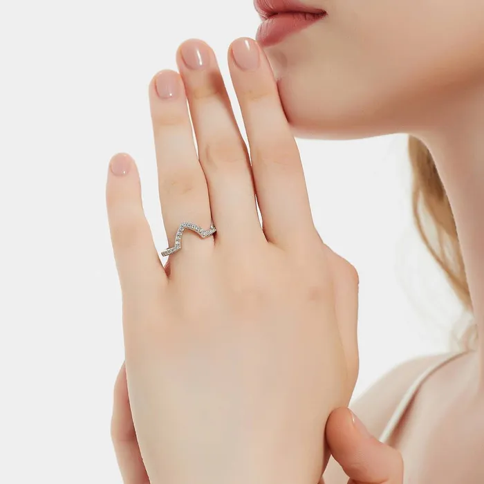BERRICLE Rings Halo Wishbone Marquise CZ Ring Set in Sterling Silver