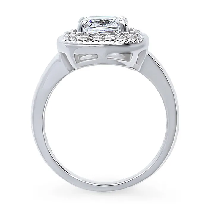 BERRICLE Rings Halo Woven Cushion CZ Ring in Sterling Silver