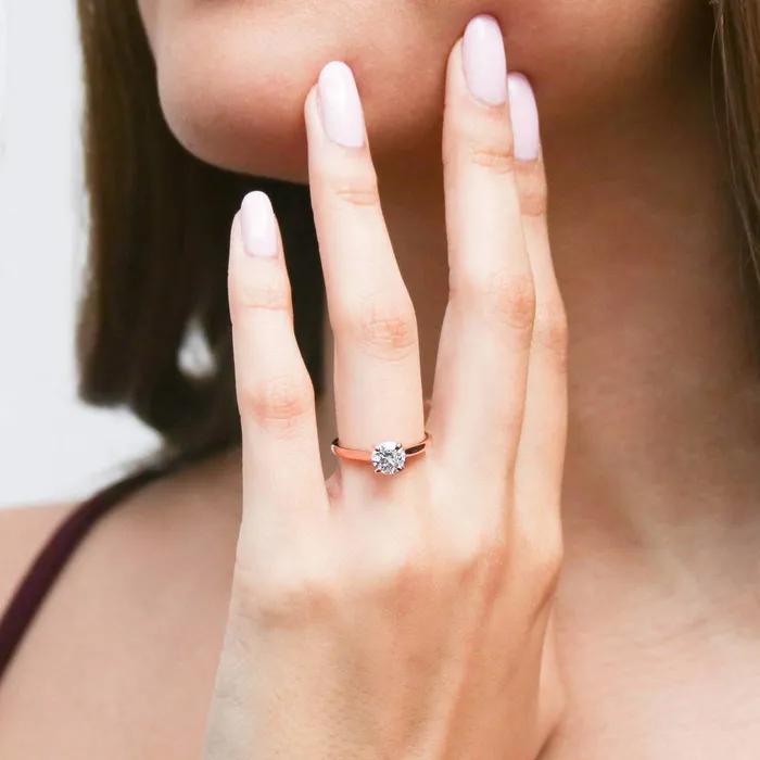 BERRICLE Rings Solitaire 08ct CZ Ring in Rose Gold Plated Sterling Silver