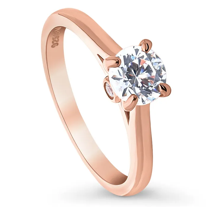 BERRICLE Rings Solitaire 08ct CZ Ring in Rose Gold Plated Sterling Silver