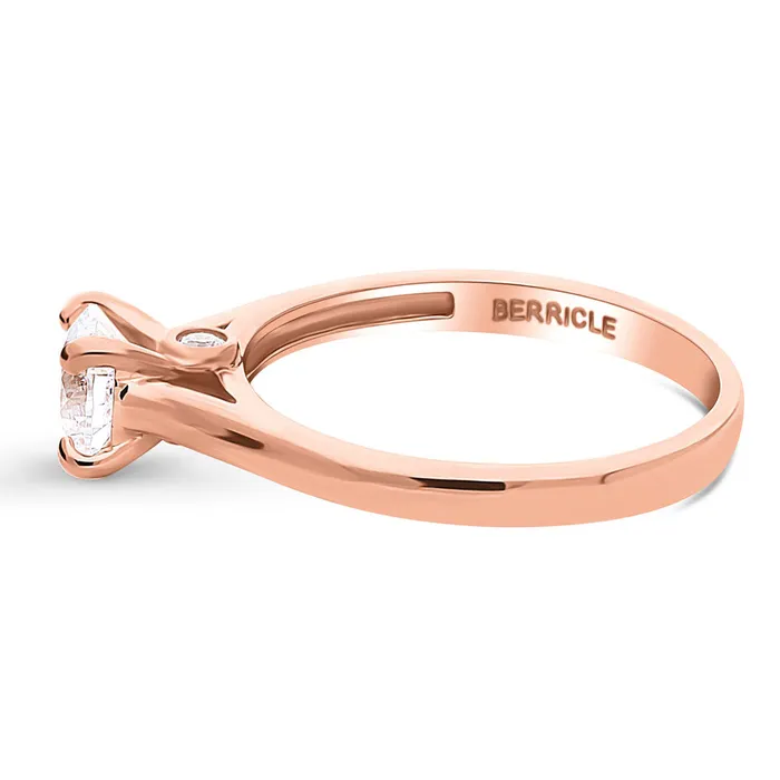 BERRICLE Rings Solitaire 08ct CZ Ring in Rose Gold Plated Sterling Silver