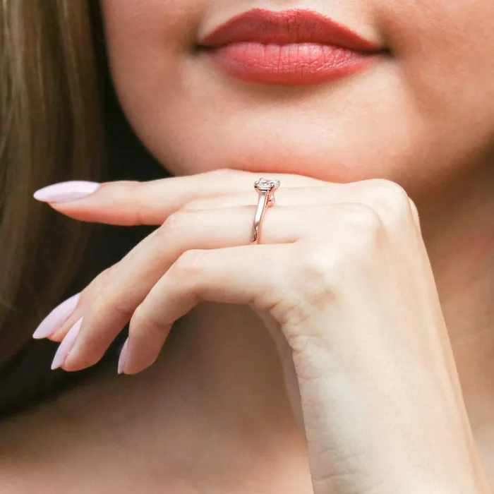 BERRICLE Rings Solitaire 08ct CZ Ring in Rose Gold Plated Sterling Silver