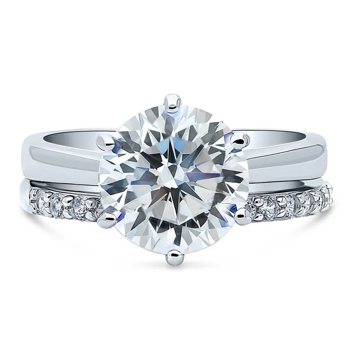 BERRICLE Rings Solitaire 38ct CZ Ring Set in Sterling Silver