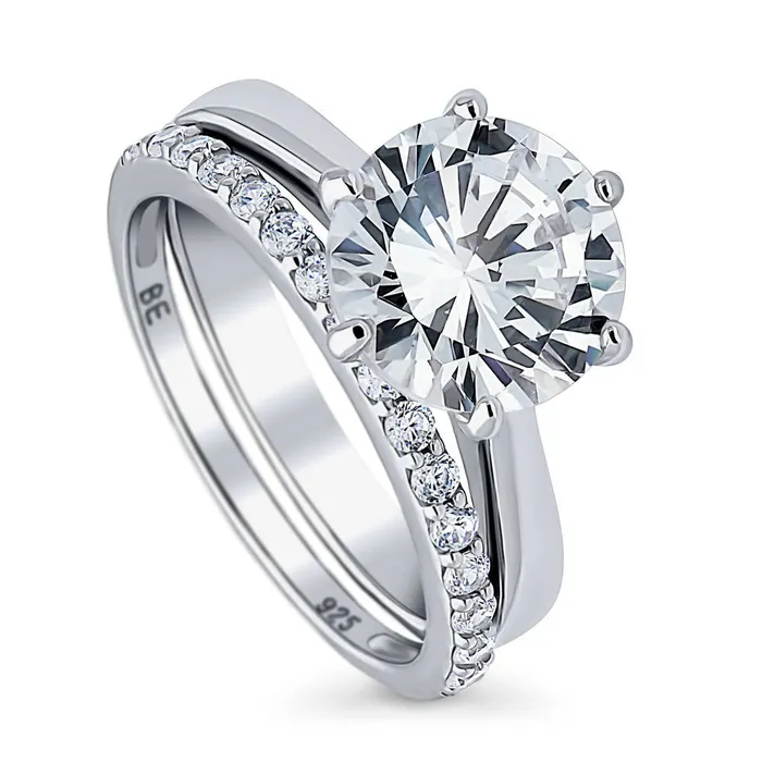 BERRICLE Rings Solitaire 38ct CZ Ring Set in Sterling Silver