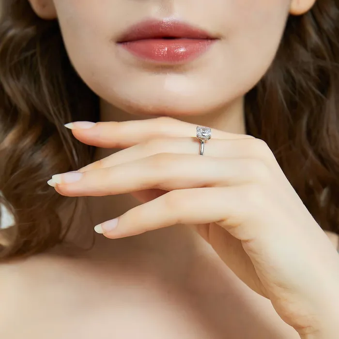 BERRICLE Solitaire 2ct Cushion CZ Ring Set in Sterling Silver Rings