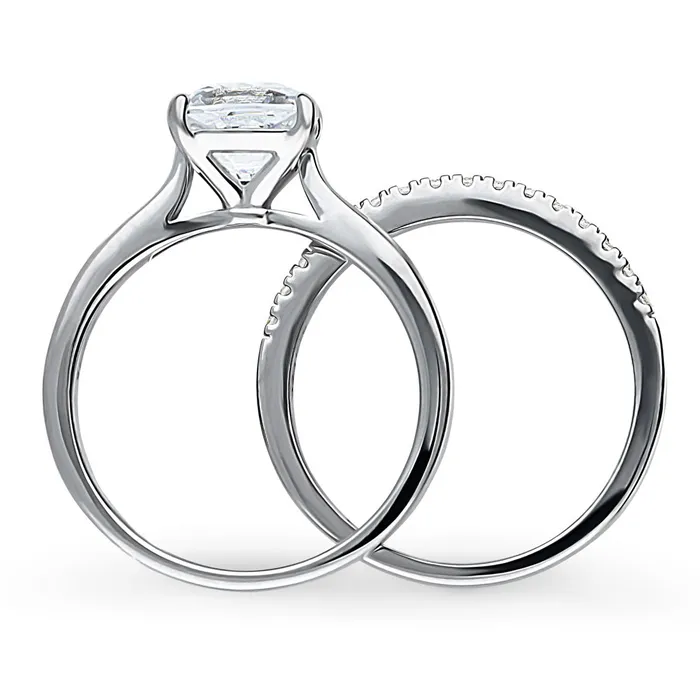BERRICLE Solitaire 2ct Cushion CZ Ring Set in Sterling Silver Rings