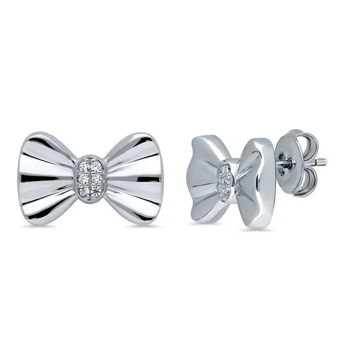 Bow Tie CZ Stud Earrings in Sterling Silver BERRICLE Earrings