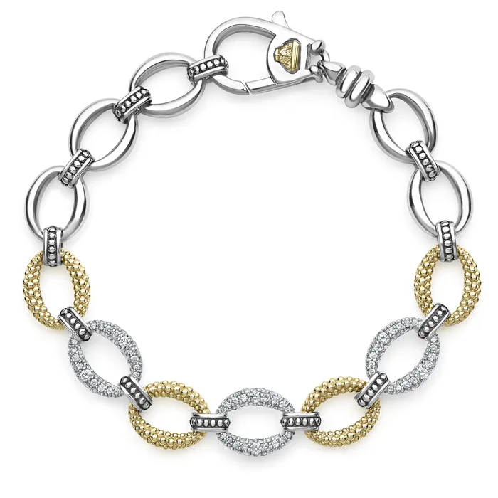Bracelets LAGOS Caviar Lux Three Station Diamond Link Bracelet