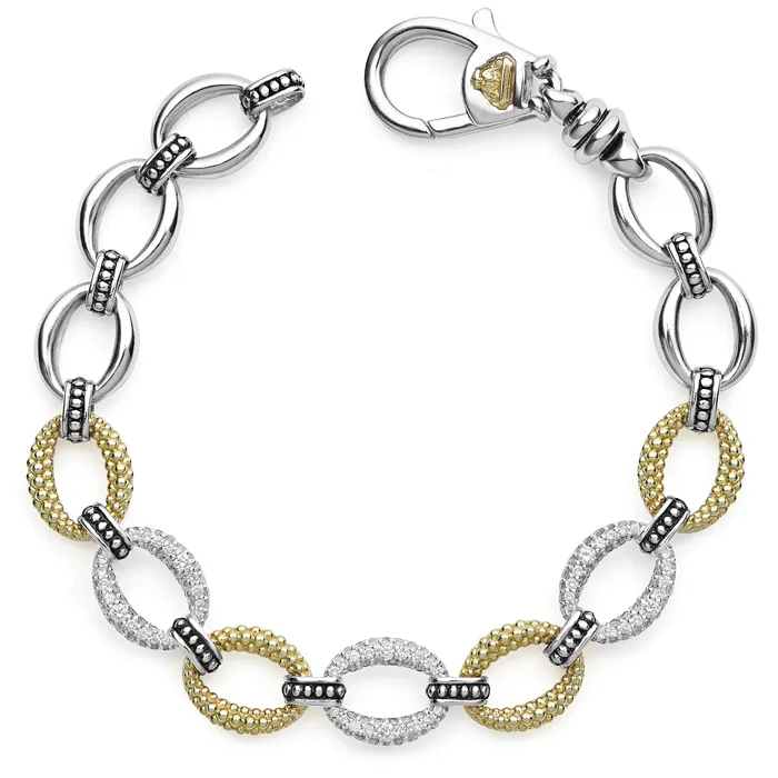 Bracelets LAGOS Caviar Lux Three Station Diamond Link Bracelet Bracelets LAGOS Caviar Lux Three Station Diamond Link Bracelet